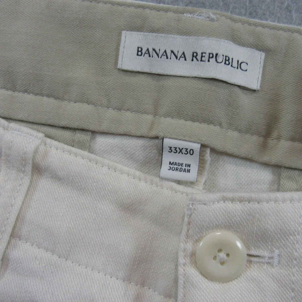 Banana Republic Mens Pants 33x30 Cream Slim Fit Linen Cotton Chino